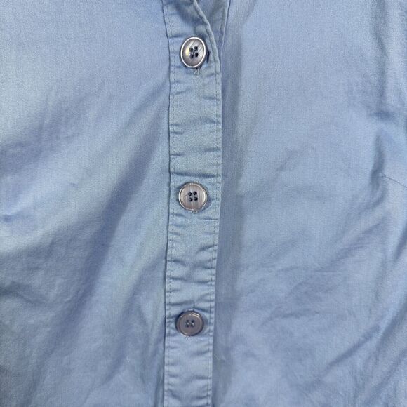 CJ Banks Womens Button Up Top Long Sleeve  Blue Stretch Plus Size 1X - Picture 4 of 9